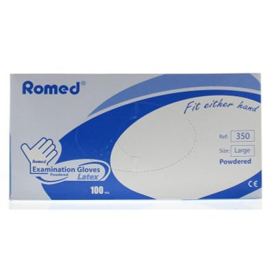 Romed Latex handschoen niet steriel gepoederd L 100 stuks - Handschoenen