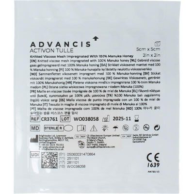 Foto van Advancis Activon manuka gaasverband 5 x 5