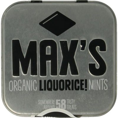 Max Mints Liquorice blikje vierkant bio 35 gram - Snoep en chocola