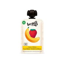 Foto van Beplus Knijpfruit 100% strawberry banana bio