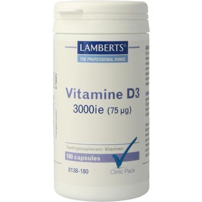 Clinicpacks Vitamine D3 3000IE/75mcg Clinicpacks Vitamine D3 3000IE/75mcg 180 capsules - Vitamine enkel