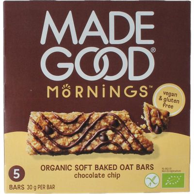Madegood Mornings bar choco chip bio Madegood Mornings bar choco chip bio 5 stuks - Voeding