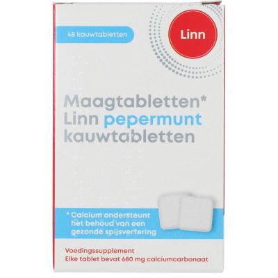 Linn Maagtabletten pepermunt Linn Maagtabletten pepermunt 48 Kauwtabletten - Maag