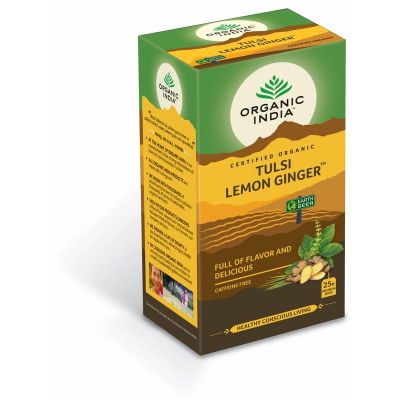 Organic India Tulsi lemon ginger thee bio Organic India Tulsi lemon ginger thee bio 25 zakjes - Thee