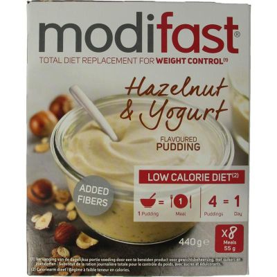 Modifast Intensive pudding hazelnoot & yoghurt 8 zakjes 416 gram - Maaltijdvervangers