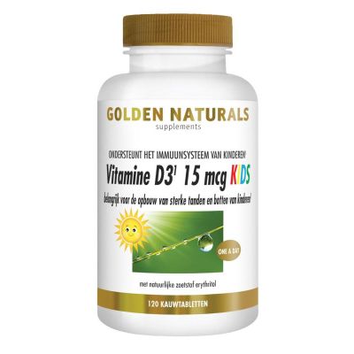 Golden Naturals Vitamine D3 15mcg kids 120 Kauwcapsules - Vitamine enkel