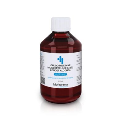 Bipharma Chloorhexidine mondspoeling 0.12% Bipharma Chloorhexidine mondspoeling 0.12% 500 Milliliter - Mondspoeling