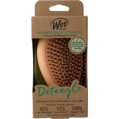 Wetbrush Go green palm detangler orange coconut oil 1 stuks - Sponzen/borstels