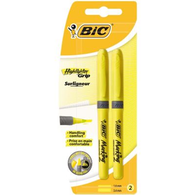 BIC Highlighter grip geel blister
