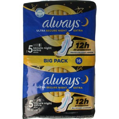 Always Maandverband night ultra secure 16 stuks - Algemeen