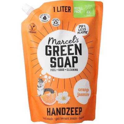 Marcel's GR Soap Handzeep sinaasappel & jasmijn navulling 1000 Milliliter - Zeep