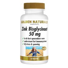 Foto van Golden Naturals Zink Bisglycinaat 50 mg