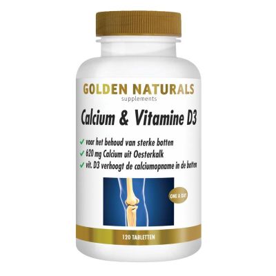 Golden Naturals Calcium & vitamine D3 120 tabletten - Mineralen enkel