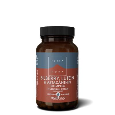 Terranova Bilberry lutein & astaxanthin complex Terranova Bilberry lutein & astaxanthin complex 50 Vegetarische capsules - Overige vitaminen/mineralen