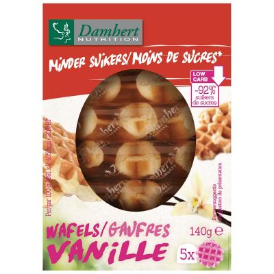 Damhert Wafel vanille minder suiker 140 gram - Koek