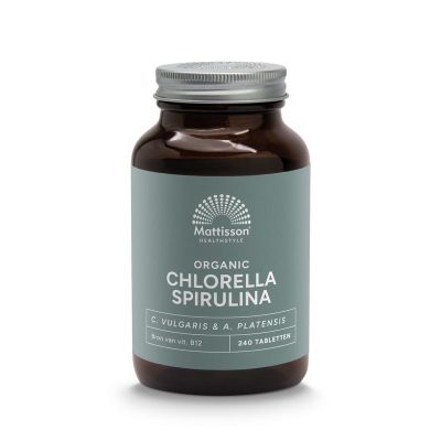 Foto van Mattisson Organic chlorella spirulina 500 mg