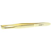 Pincet 8 cm verguld druks scheef 8