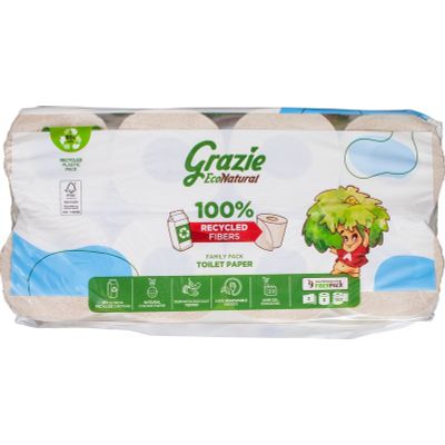 Grazie Natural Toiletpapier 3-laags Grazie Natural Toiletpapier 3-laags 8 stuks - Toiletpapier