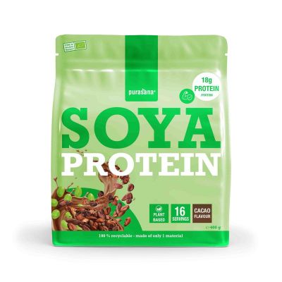 Purasana Plant protein soja cacao bio 400 gram - Overige producten