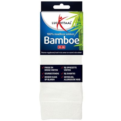 Lucovitaal Bamboe sok lang wit maat 35-38