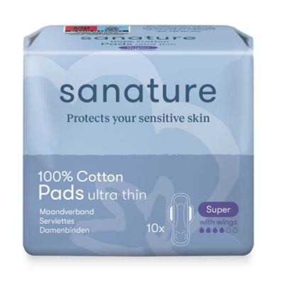 Foto van Sanature Maandverband super 100% katoen