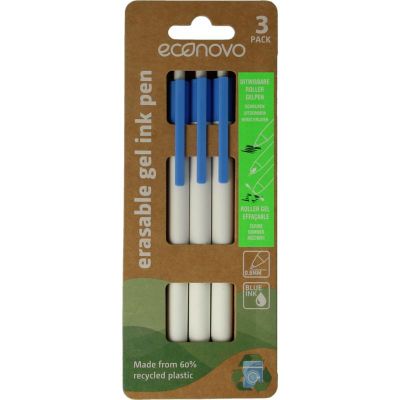Econovo Gelpennen uitwisbaar blauw 3 stuks - Overig huishoudelijk