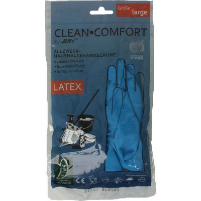 Clean-Comfort Huishoudhandschoen blauw maat l