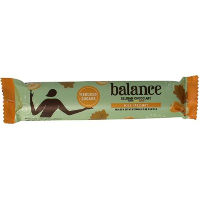 Balance Choco stevia reep melk hazelnoot 35 gram - Snoepgoed suikervrij