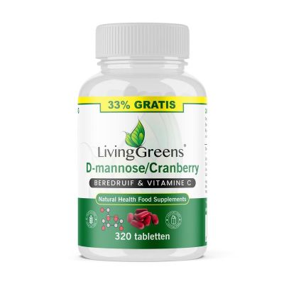 Livinggreens cranberry-d mannose voord verp Livinggreens cranberry-d mannose voord verp 320 tabletten - Overige vitaminen/mineralen