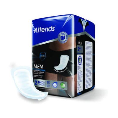 Attends Men 2 Protective Absorbent Shield 15 stuks - Inlegverband