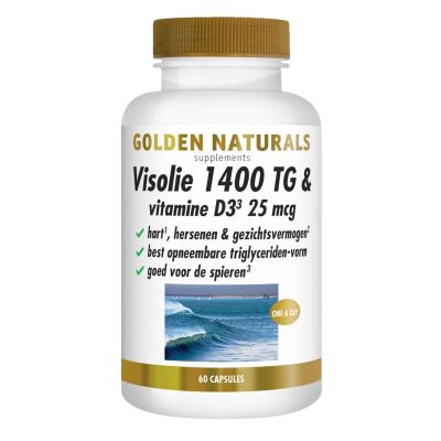 Golden Naturals Visolie 1400 TG vitamine D3 Golden Naturals Visolie 1400 TG vitamine D3 60 softgels - Vetzuren