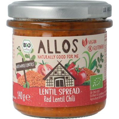 Allos Linzenspread rode chili 140 gram - Beleg
