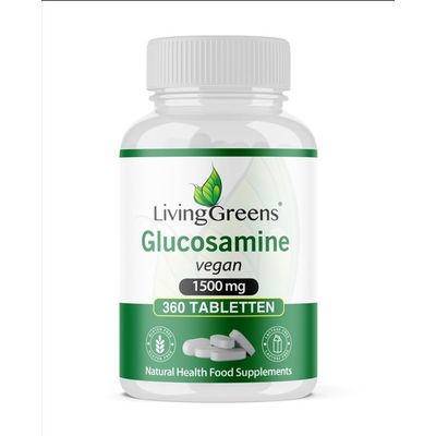 Livinggreens Glucosamine 1500 vegan Livinggreens Glucosamine 1500 vegan 360 tabletten - Glucosaminen chondroitine MSM