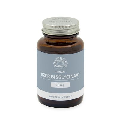 Mattisson Vegan ijzer bisglycinaat 28mg 90 Vegetarische capsules - Mineralen enkel