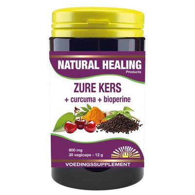 NHP Zure kers/curcuma/piper nigrum 30 vegicaps - Overige vitaminen/mineralen