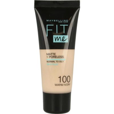 Maybelline Fit Me matte & poreless foundation 100 warm ivory 1 stuks - Make Up