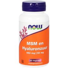 Foto van NOW MSM 450 mg en Hyaluronzuur 50 mg
