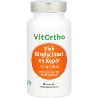 Vitortho Zink bisglycinaat 15 mg en koper 250 mcg