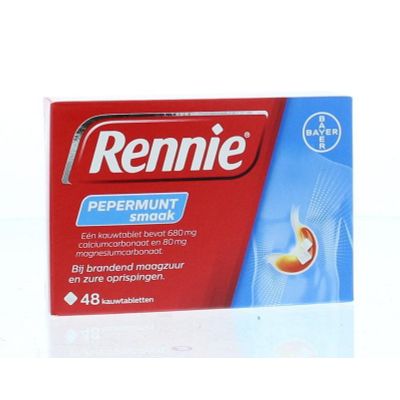 Rennie pepermunt 48 Kauwtabletten - Maagzuur en oprispingen