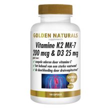 Foto van Golden Naturals Vitamine K2 200 mcg & D3 25 mcg