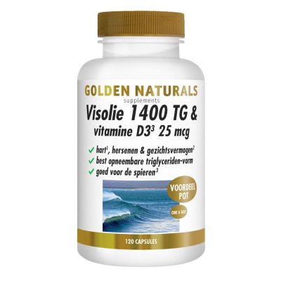 Golden Naturals Visolie 1400 TG vitamine D3 Golden Naturals Visolie 1400 TG vitamine D3 120 softgels - Vetzuren
