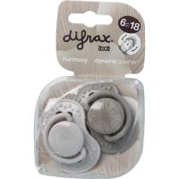 Difrax Fopspeen 6-18 maanden harmony light grey/dark grey