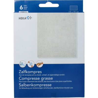 Heka Zalfcompres 7.5 x 10cm steriel 6 stuks - Algemeen