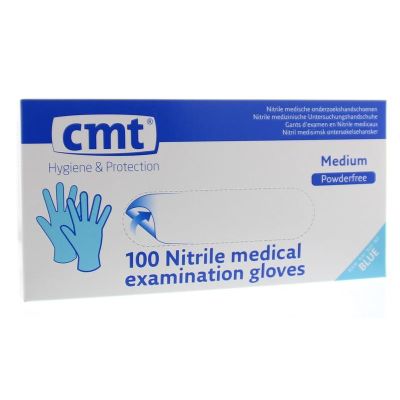 CMT Onderzoekshandschoen nitriel blauw poedervrij M