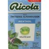 Afbeelding van Ricola Menthol suikervrij doosje