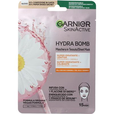 Garnier Skin act tissue masker kamille& hyaluronzuur 1 stuks - Reiniging