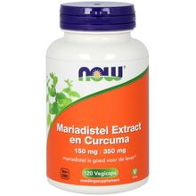 Foto van NOW Mariadistel extract 150mg en curcuma 350mg