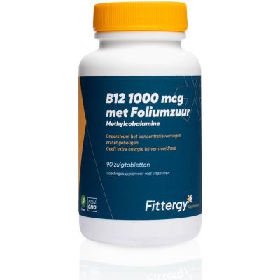 Fittergy B12 1000 mcg methylcobalamine 90 zuigtabletten - Vitamine enkel