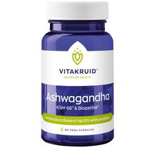 Vitakruid Ashwagandha KSM-66 & bioperine Foto van Vitakruid Ashwagandha KSM-66 & bioperine