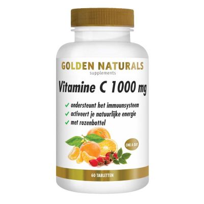 Foto van Golden Naturals Vitamine C 1000 mg met rozenbottel